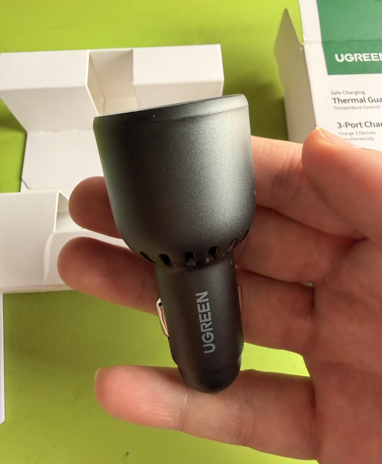 UGREEN 130W USB C Car Charger, PD 100W +PD 30W Type C Car Charger Adapter Compatible with iPhone 17/16/15/14/13/12 Series, Galaxy S24 S23 Ultra, iPad, MacBook, and More Customer Review UGREEN 130W USB C Car Charger, PD 100W +PD 30W Type C Car Charger Adapter Compatible with iPhone 17/16/15/14/13/12 Series, Galaxy S24 S23 Ultra, iPad, MacBook, and More - Customer Photo 1