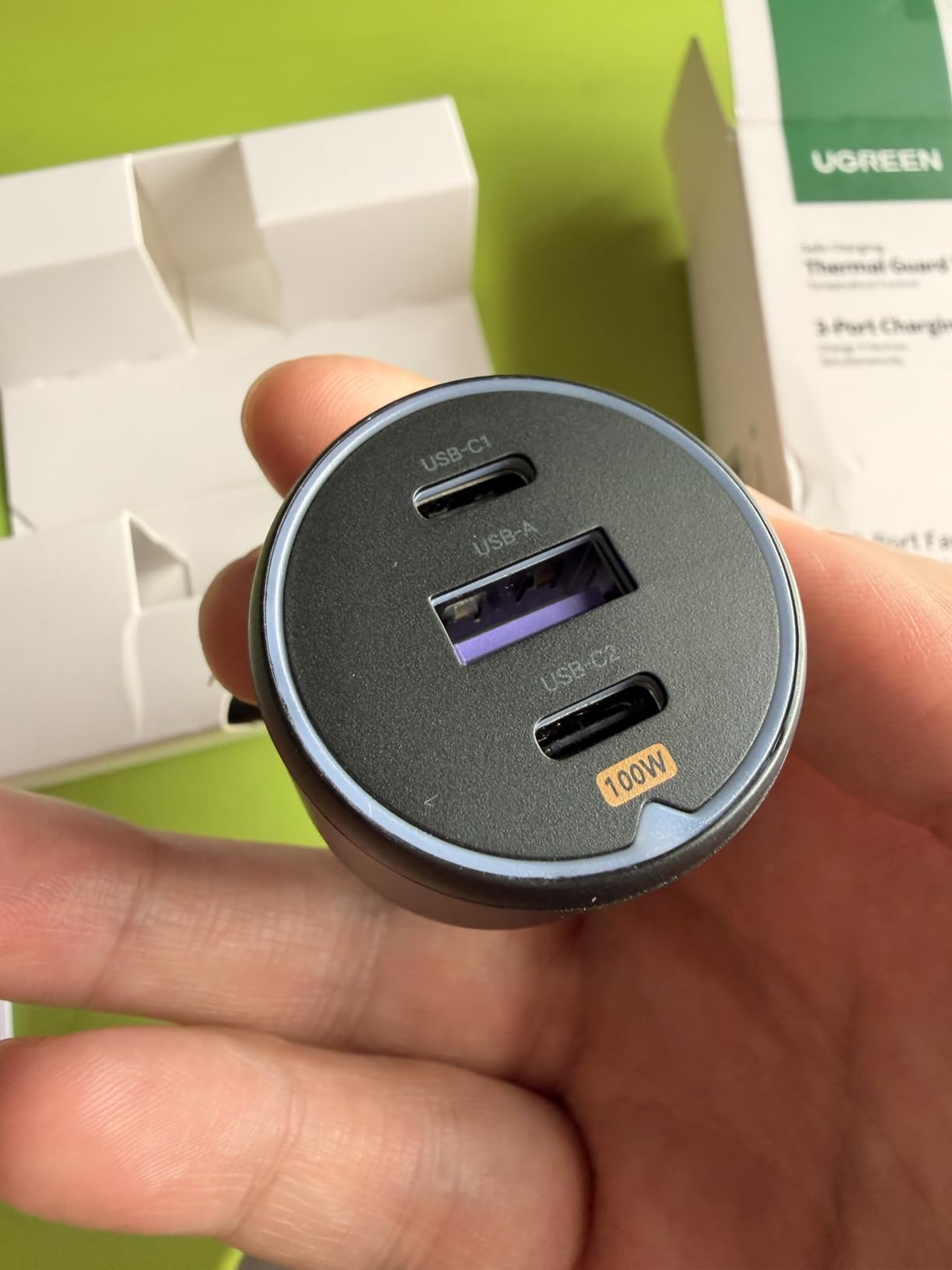 UGREEN 130W USB C Car Charger, PD 100W +PD 30W Type C Car Charger Adapter Compatible with iPhone 17/16/15/14/13/12 Series, Galaxy S24 S23 Ultra, iPad, MacBook, and More Customer Review UGREEN 130W USB C Car Charger, PD 100W +PD 30W Type C Car Charger Adapter Compatible with iPhone 17/16/15/14/13/12 Series, Galaxy S24 S23 Ultra, iPad, MacBook, and More - Customer Photo 2