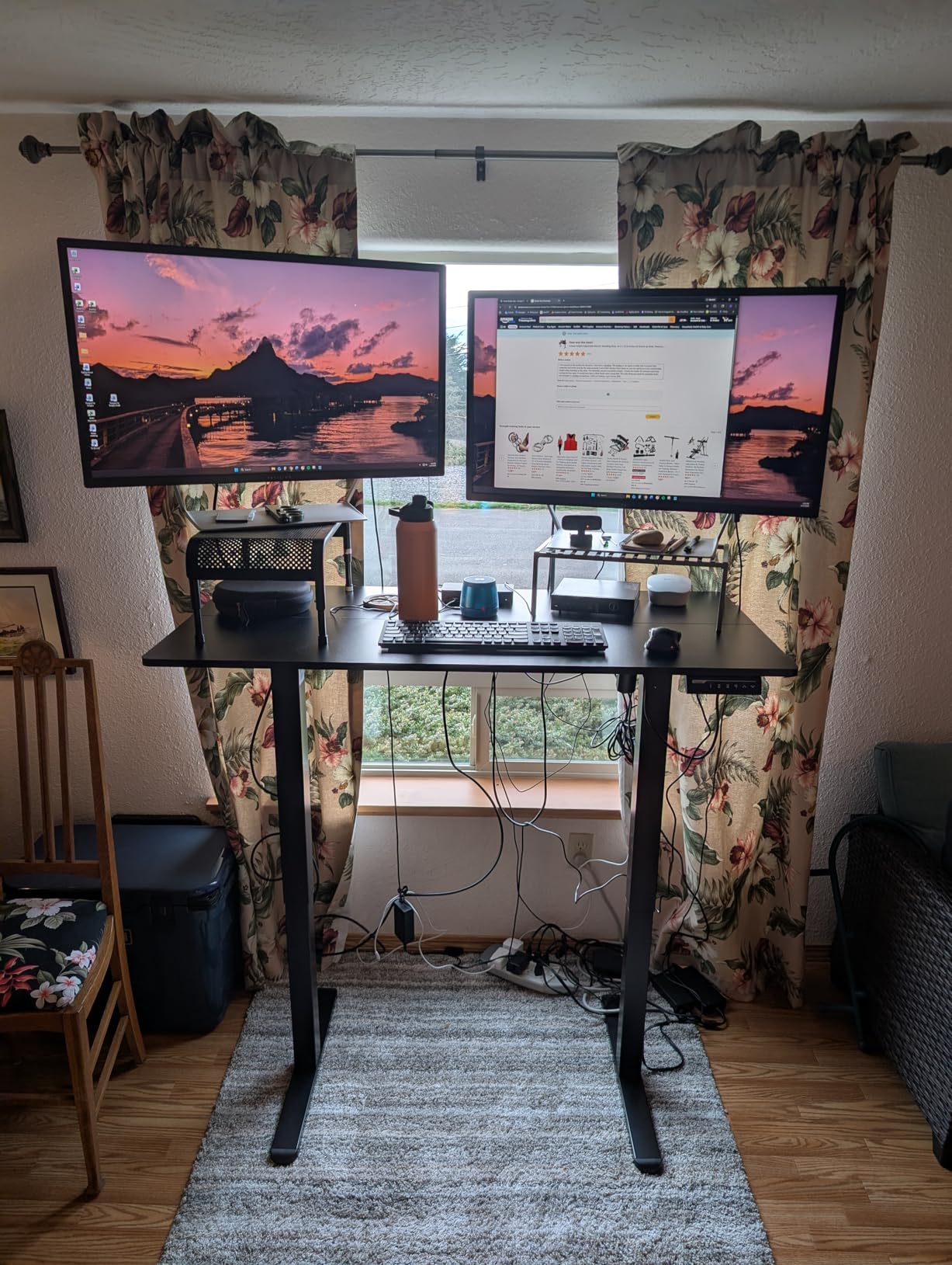 ErGear Height Adjustable Electric Standing Desk, 48 x 24 Inches Sit Stand up Desk, Memory Computer Home Office Desk, Black customer photo 1