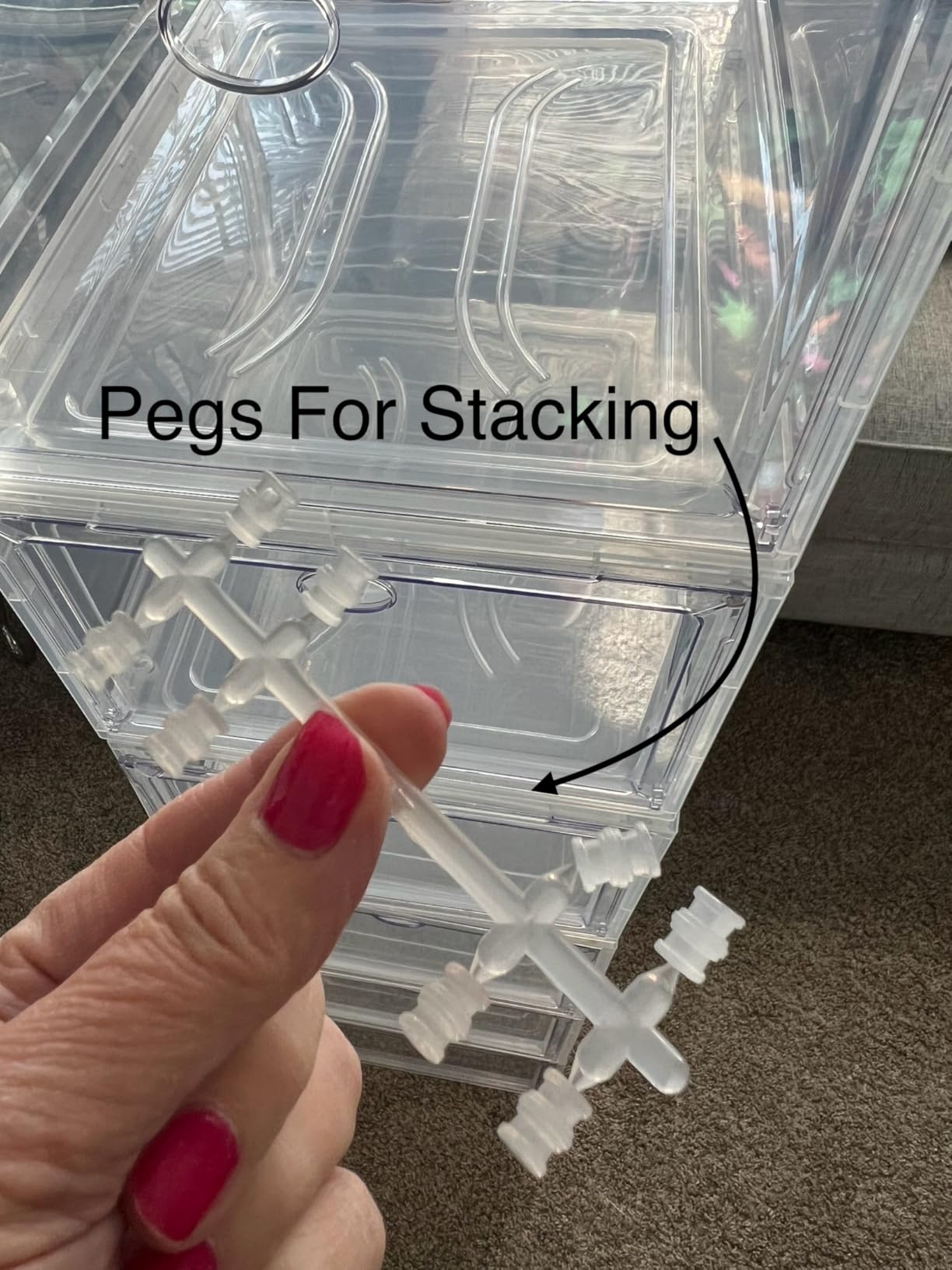Thickened Clear Shoe Storage Organizer with Magnetic Door, Sturdy Stackable Shoe Boxes for Closet, Collapsible Space-Saving Shoe Rack for Sneakers & Boots, Plastic Shoe Cabinet Box Set, 6 Pack, White Customer Review Thickened Clear Shoe Storage Organizer with Magnetic Door, Sturdy Stackable Shoe Boxes for Closet, Collapsible Space-Saving Shoe Rack for Sneakers & Boots, Plastic Shoe Cabinet Box Set, 6 Pack, White - Customer Photo 4