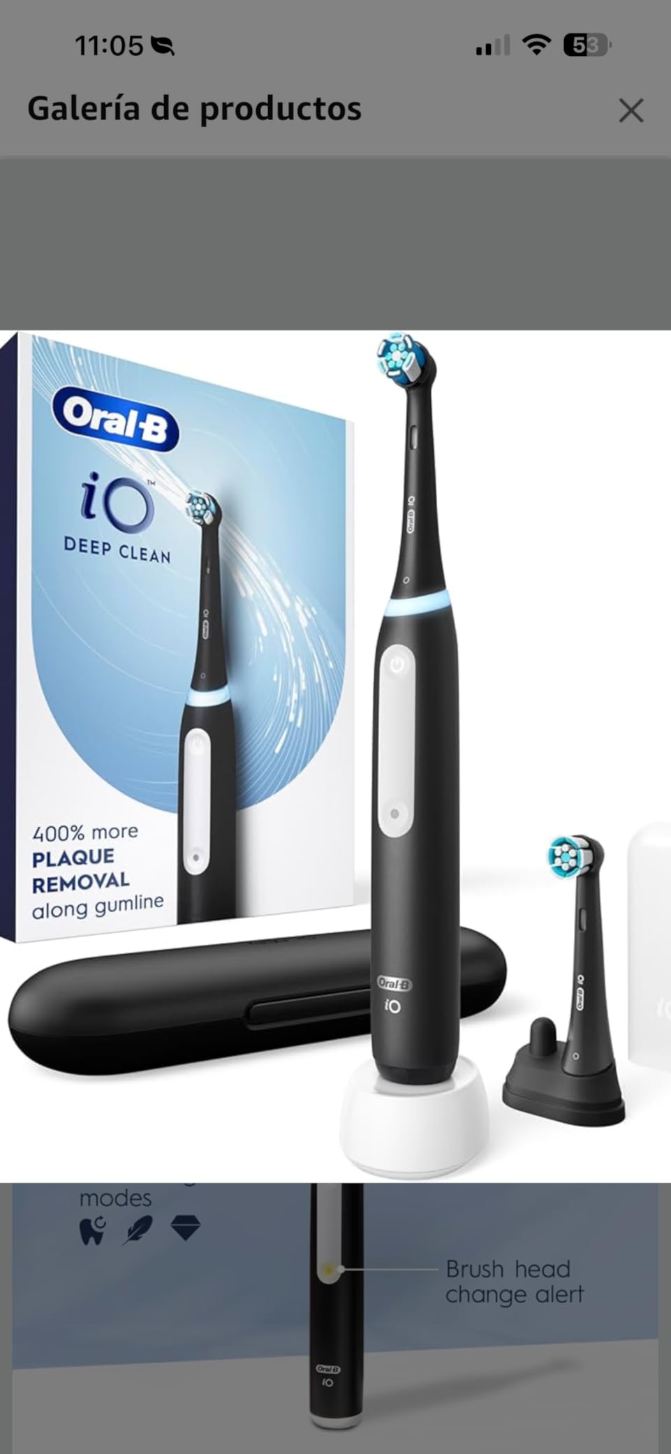 Oral-B iO Deep Clean Rechargeable Electric Toothbrush, Black, iO Series 3 Limited, 2 Brush Heads, Travel Case, Pressure Sensor, 3 Cleaning Settings - Customer Photo 1