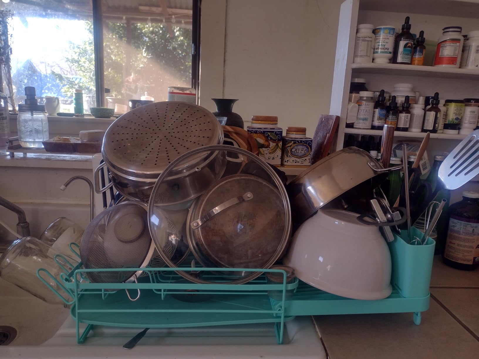 Kitsure Large Dish Drying Rack - Extendable Dish Rack, Multifunctional Dish Rack for Kitchen Counter, Anti-Rust Dish Drainers with Cutlery & Cup Holders 19.2 Kitsure Large Dish Drying Rack - Extendable Dish Rack, Multifunctional Dish Rack for Kitchen Counter, Anti-Rust Dish Drainers with Cutlery & Cup Holders 19.2