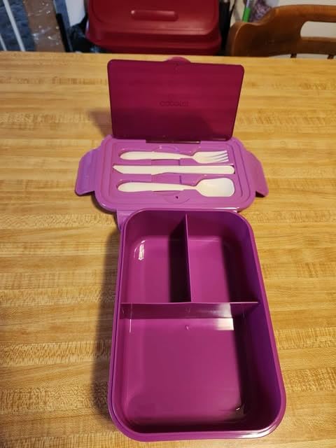 Caperci Classic Bento Box Adult Lunch Box for Older Kids - Leakpoof 47 oz 3-Compartment Containers for Adults and Teens, Built-in Utensil Set, Ideal for On-the-Go Balanced Eating, Navy Blue Customer Review Caperci Classic Bento Box Adult Lunch Box for Older Kids - Leakpoof 47 oz 3-Compartment Containers for Adults and Teens, Built-in Utensil Set, Ideal for On-the-Go Balanced Eating, Navy Blue - Customer Photo 1