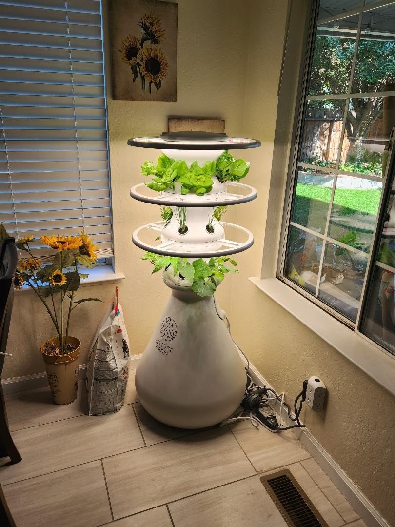 Lettuce Grow Farmstand Starter Kit with Glow Rings and 30 Seedling Credits | Family Hydroponic Growing System Kit | Vertical Garden Planter Tower | 5ft 5in Tall - Customer Photo 2