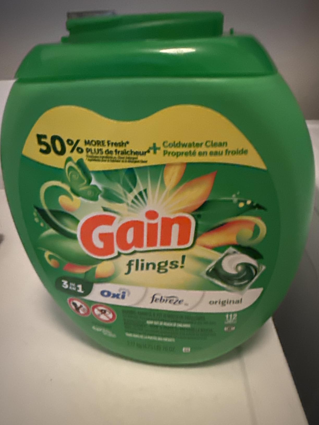 Gain Flings Laundry Detergent Pacs, 76 Count, Original Scent, with Odor Defense, concentrated laundry soap pacs - Customer Photo 2