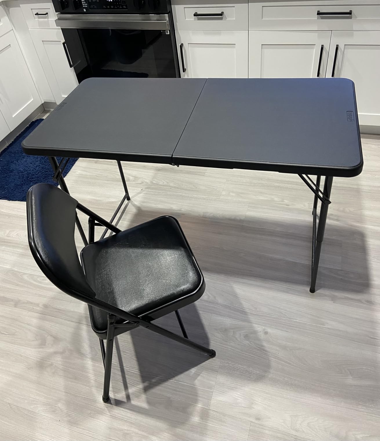 Folding Table 4 Foot Portable Heavy Duty Plastic Fold-in-Half Utility Table Small Indoor Outdoor Adjustable Height Folding with Carrying Handle - Customer Photo 2