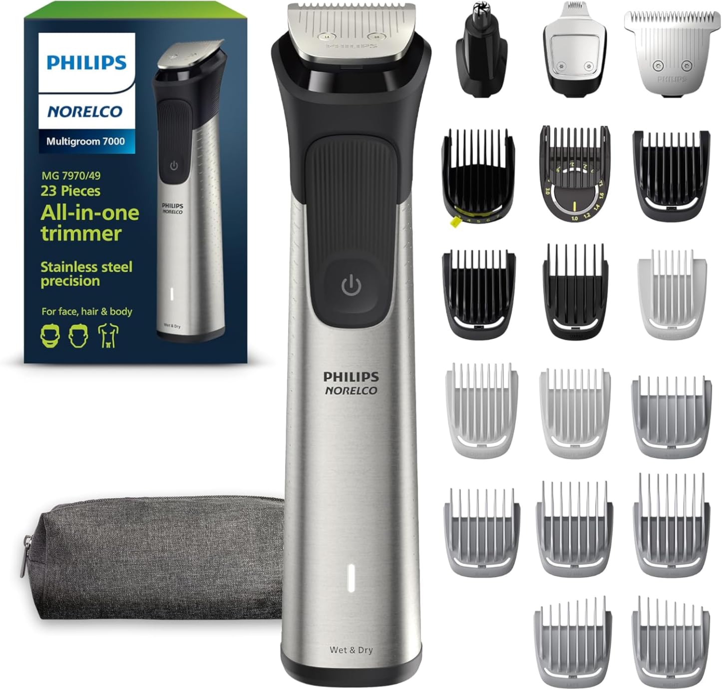 Norelco Philips Multigroom 7000 Series, All-in-One Trimmer, Beard Trimmer and Hair Clipper, 19-Piece Men's Grooming Kit for Beard, Head, Hair, Body, and Face, Soft Pouch, MG7910/49 - Customer Photo 1