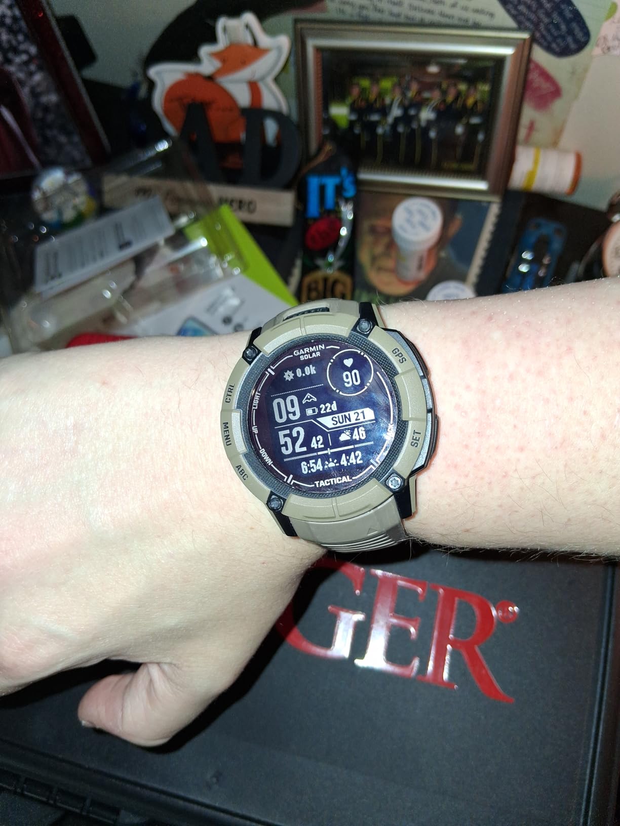 Instinct 2X Solar - Tactical Edition, Rugged GPS Smartwatch, Built-in Flashlight, Ballistics Calculator, Solar Charging Capability, Black customer photo 2