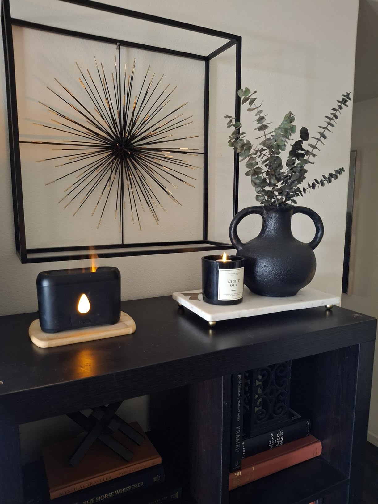 Flame Diffuser for Essential Oils, 200ml Ultrasonic Aroma Diffusers with Cool Mist, Aromatherapy Diffuser with Auto-Off Protection, Small Humidifier for Home,Office,Bedroom,Gift (Black) - Customer Photo 1