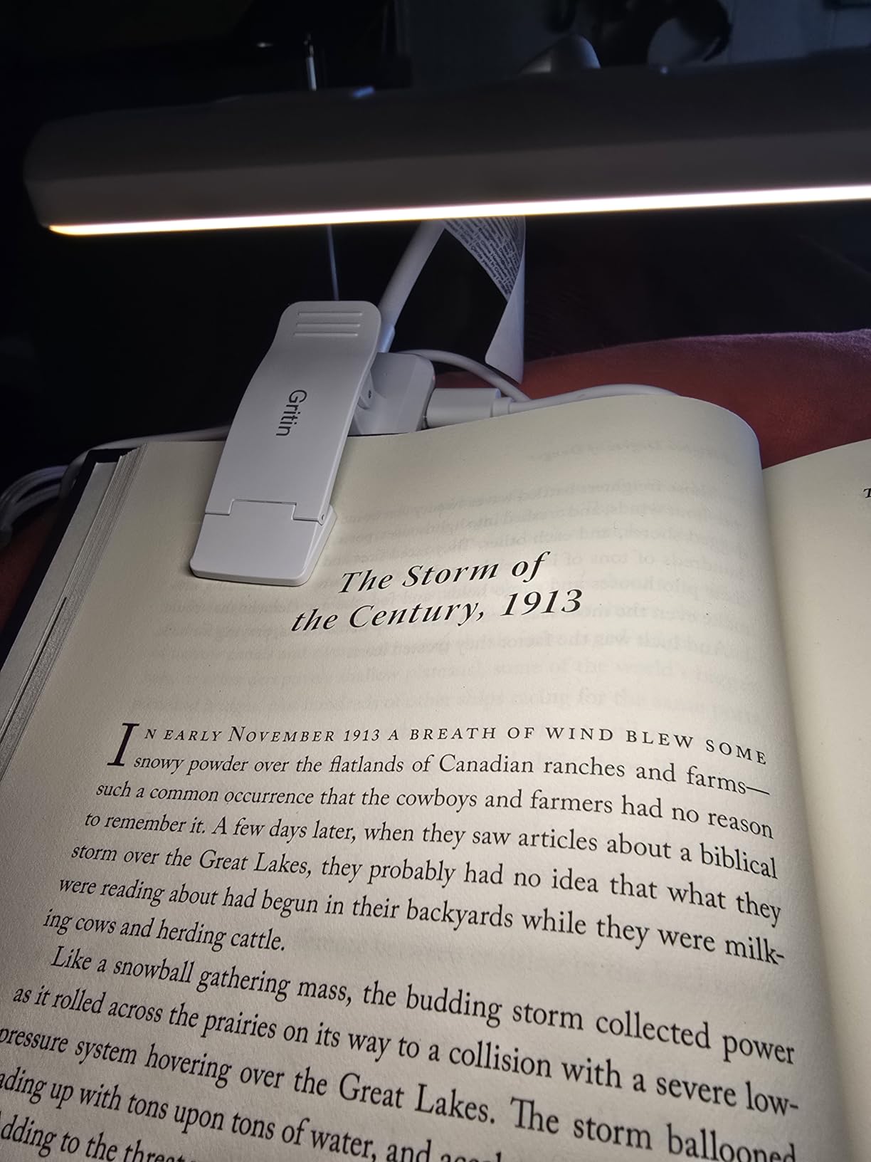 Gritin 19 LED Rechargeable Book Light for Reading in Bed with Memory Function- Eye Caring 3 Color Temperatures,Stepless Dimming Brightness,90 Hrs Runtime Lightweight Clip on Light for Book Lovers - Customer Photo 2