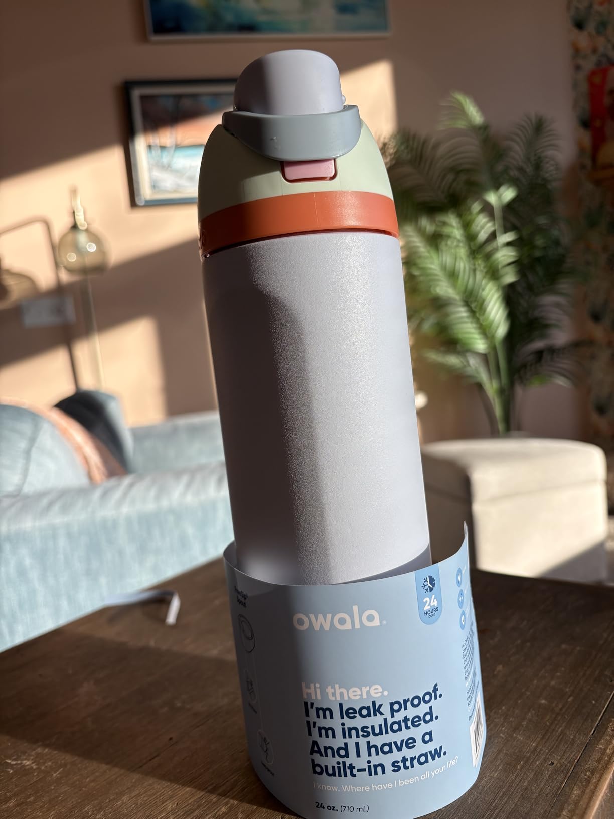 Owala FreeSip Insulated Stainless Steel Water Bottle with Straw for Sports, Travel, and School BPA-Free Sports Water Bottle, 40 oz, Foggy Tide - Customer Photo 1