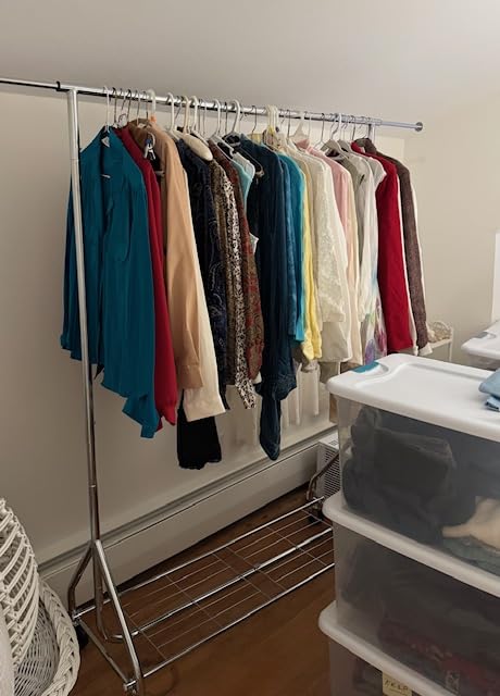 Heavy Duty Clothes Rack Load 450 LBS, Metal Garment Rack, Standing Rolling Clothing Rack for Hanging Clothes with Sturdy Wheels & Shelves, Portable Closet Wardrobe Rack, Sliver - Customer Photo 1