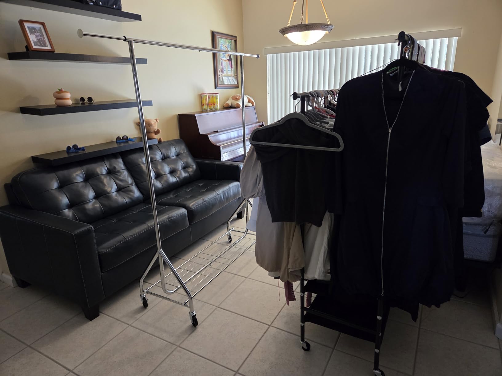 Heavy Duty Clothes Rack Load 450 LBS, Metal Garment Rack, Standing Rolling Clothing Rack for Hanging Clothes with Sturdy Wheels & Shelves, Portable Closet Wardrobe Rack, Sliver - Customer Photo 2