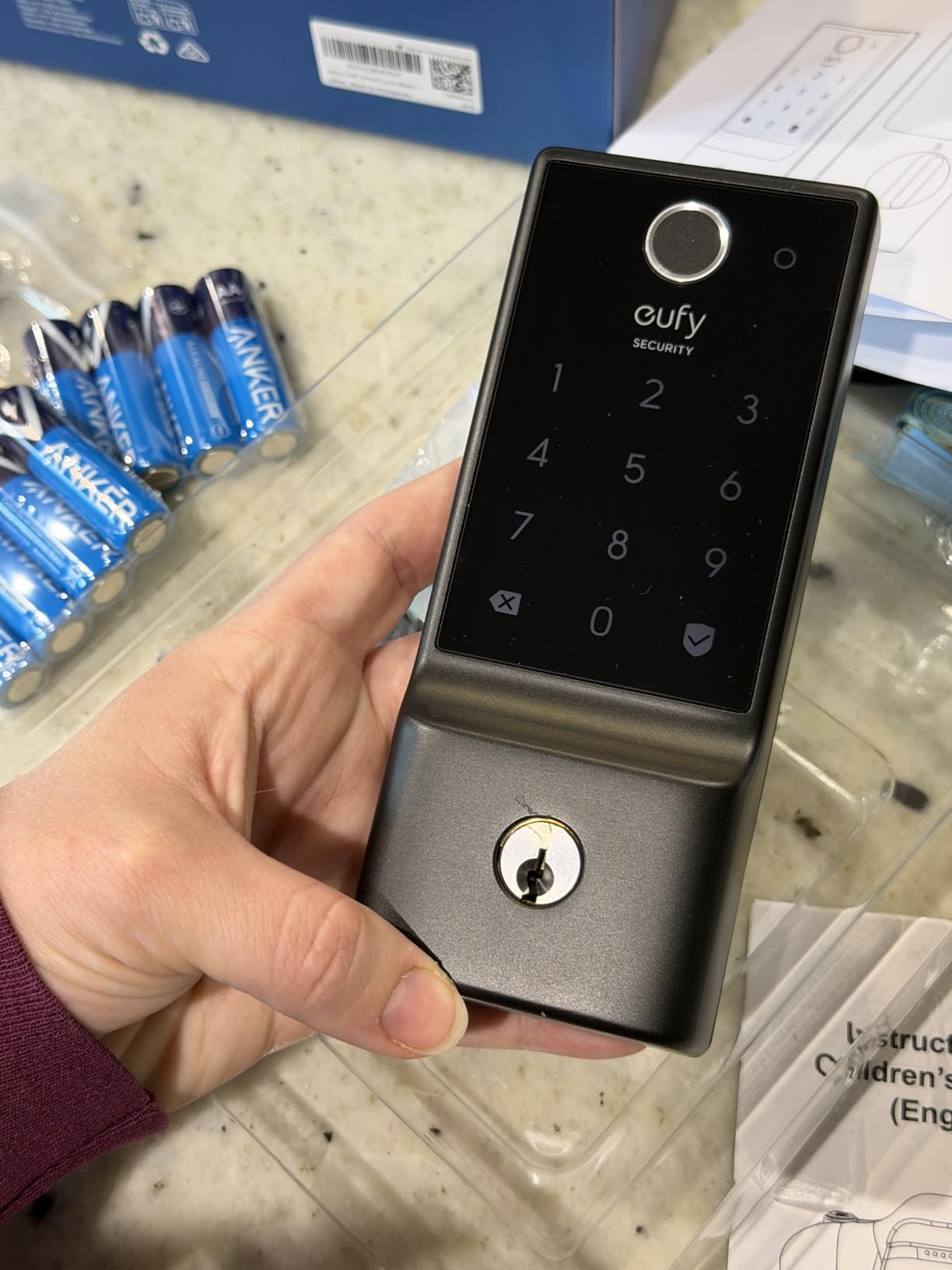 eufy Security Smart Lock C220, Fingerprint Keyless Entry Door Lock, Built-in Wi-Fi, App Remote Control, Front Door Smart Lock Deadbolt, 8Months Battery, Reliable Power, IP53 Waterproof, BHMA Grade 3 customer photo 2