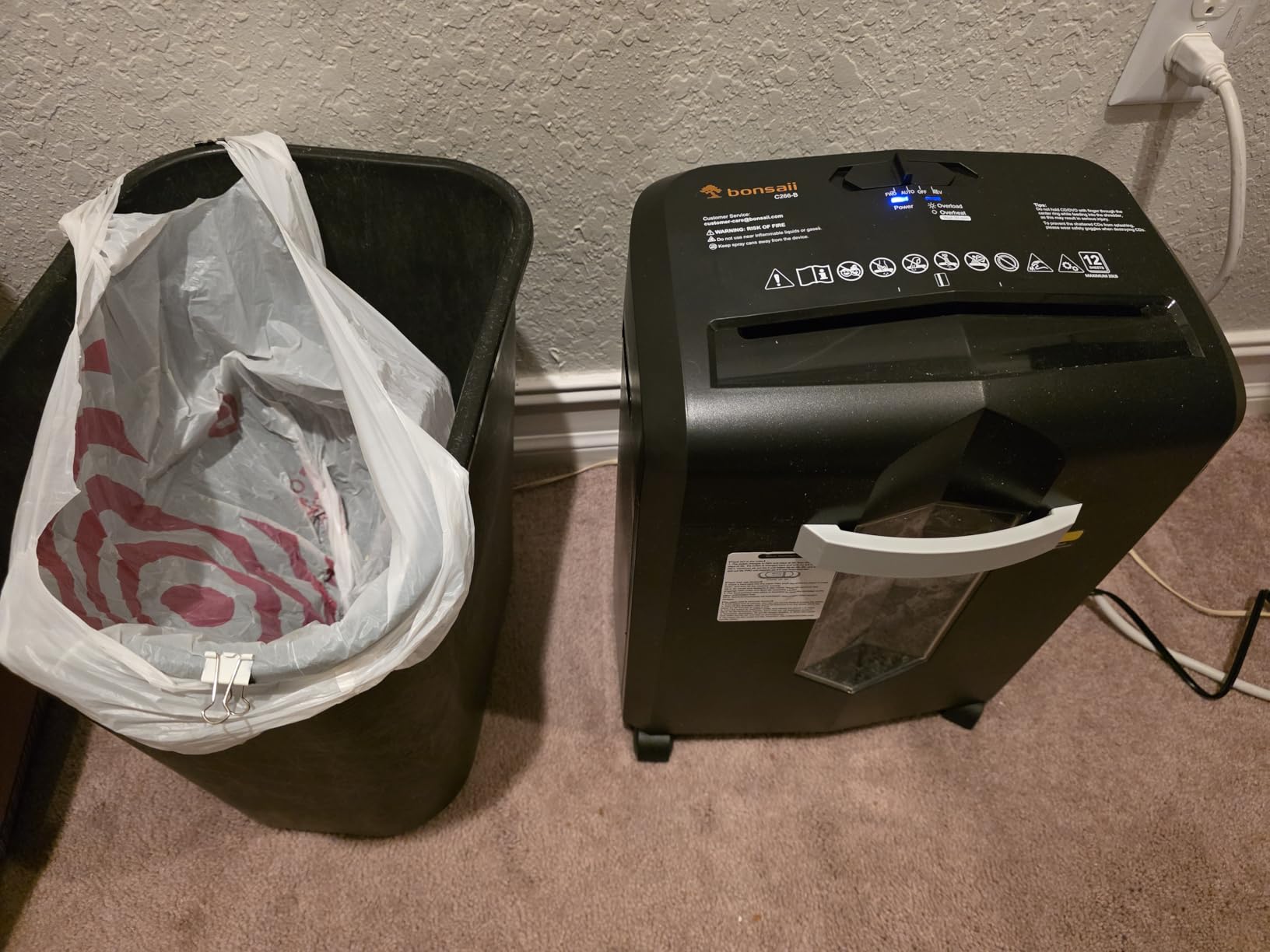 Bonsaii 12-Sheet Micro Cut Shredders for Home Office, P-4 Security Level Paper Shredder for CD, Credit Card, Mails, Staple, Clip, with Jam-Proof System & 4.2 Gal Pullout Bin C266-B customer photo 1