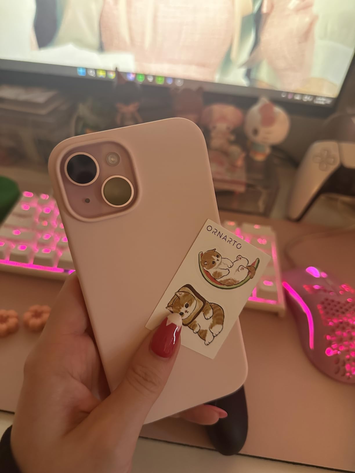 ORNARTO Compatible with iPhone 15 Case 6.1, Slim Liquid Silicone 3 Layers Full Covered Soft Gel Rubber Phone Case, Anti-Scratch Shockproof Protective Cover 6.1 Inch, Chalk Pink - Customer Photo 2