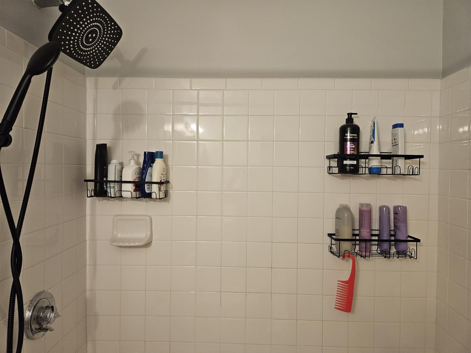 Veken Shower Caddy 6-Pack, Advanced Rustproof Design, No Drilling Adhesive Shelves, Rack with Soap Holder, Large Capacity Bathroom Organizers and Storage, Wall-Mounted Kitchen & Home Decor - Customer Photo 1