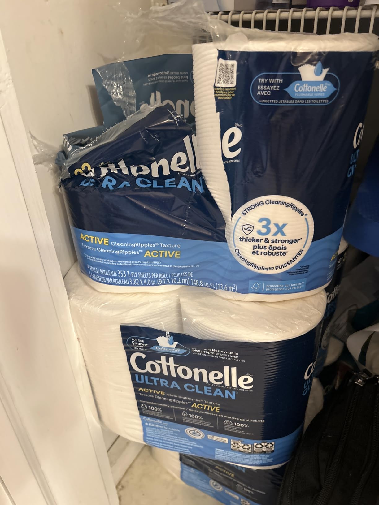 Cottonelle Ultra Clean Toilet Paper with Active CleaningRipples Texture, Strong Bath Tissue, 24 Family Mega Rolls = 132 Regular Rolls (4 Packs of 6) Customer Review Cottonelle Ultra Clean Toilet Paper with Active CleaningRipples Texture, Strong Bath Tissue, 24 Family Mega Rolls = 132 Regular Rolls (4 Packs of 6) - Customer Photo 1
