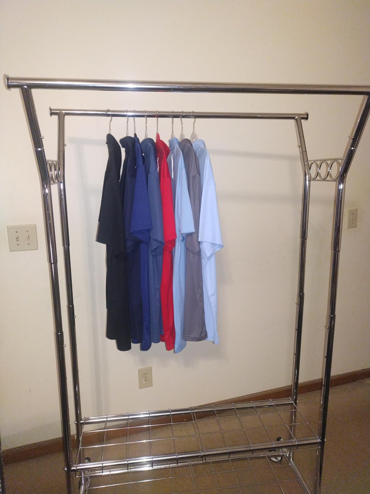 Heavy Duty Clothes Rack, Rolling Clothing Rack With Shelves Load 620 LBS, Double Rod Clothing Racks for Hanging Clothes, Portable& Adjustable Clothes Rack with Wheels Garment Rack - Customer Photo 1