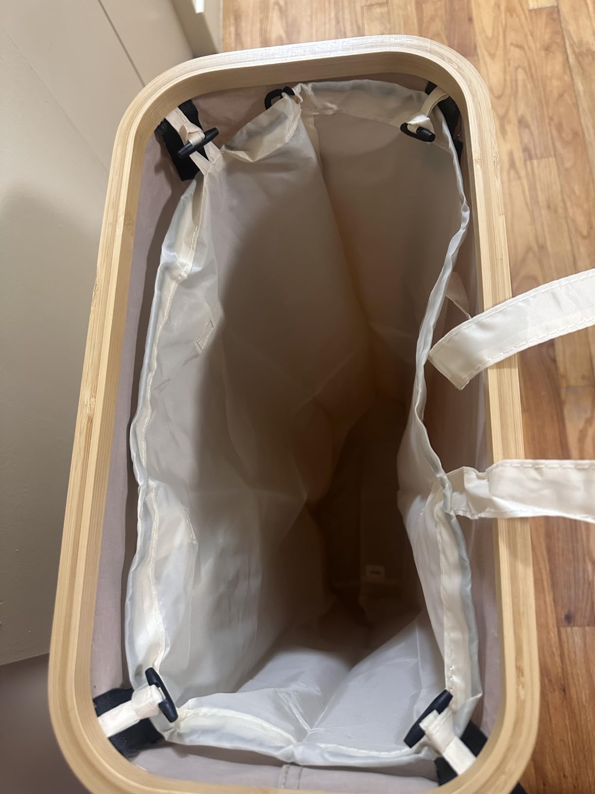 Lifewit 65L Slim Laundry Hamper with Lid, Narrow Laundry Basket with Removable Bag & Bamboo Handles, Fodable Thin Dirty Clothes Hamper for Laundry Collapsible Bin for Bathroom Bedroom Dorm, Beige - Customer Photo 2