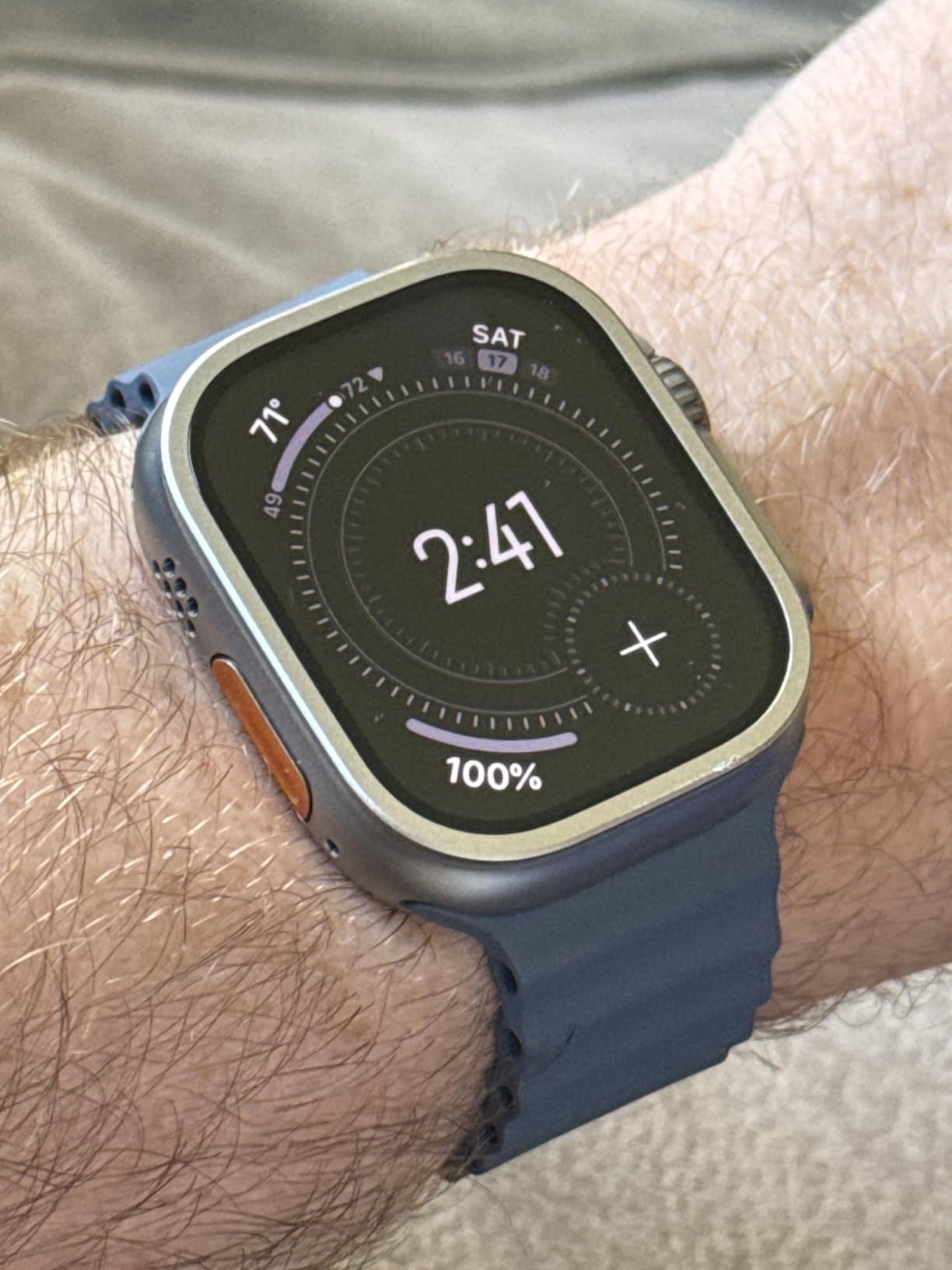 Apple Watch Ultra 2 [GPS + Cellular 49mm] Smartwatch with Rugged Titanium Case & Blue/Black Trail Loop S/M customer photo 2