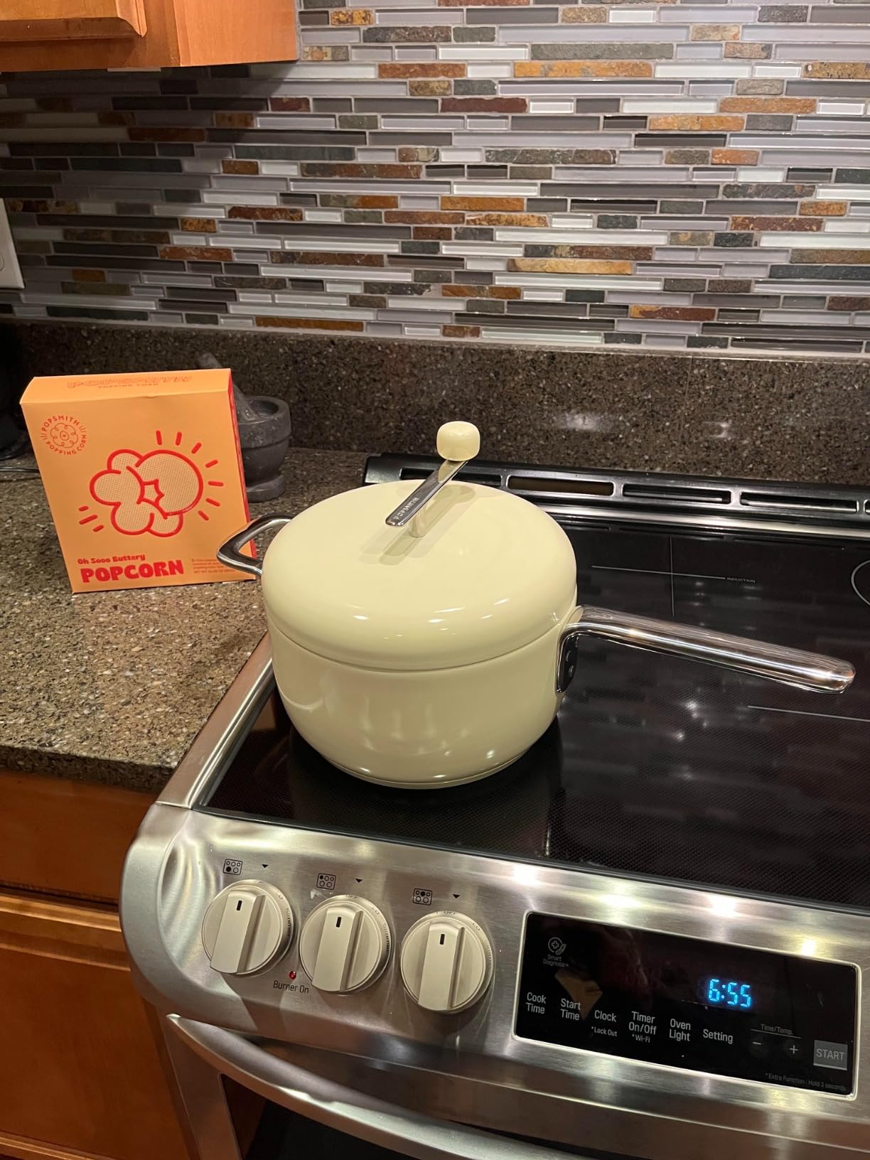Popsmith Popcorn Popper in Butter - 6 Quart Stovetop Popcorn Machine - Stainless Steel Popcorn Maker Compatible with All Stovetops - Customer Photo 2