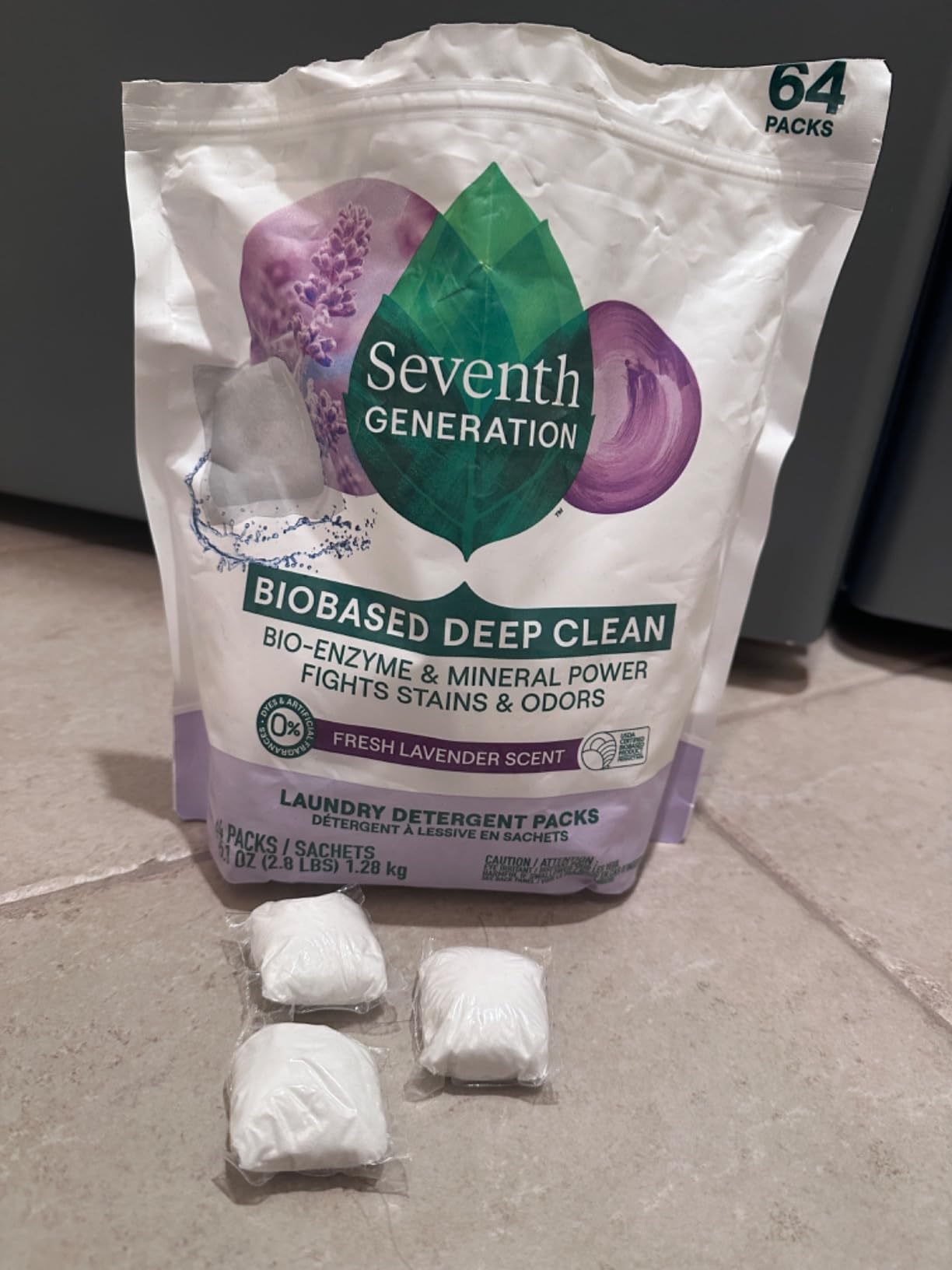 Seventh Generation Laundry Detergent Packs, Lavender, Biobased Deep Clean, EPA Safer Choice Certified, 64 Count - Customer Photo 1