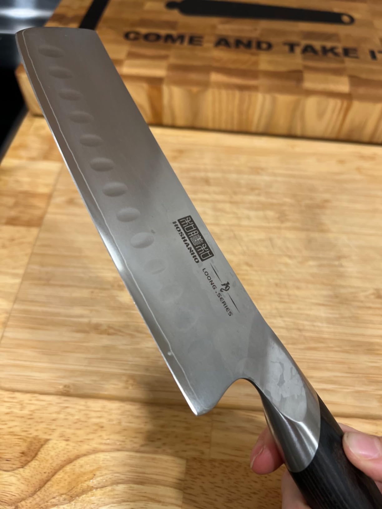 HOSHANHO 7 Inch Nakiri Knife - Japanese High Carbon Stainless Steel with Pakkawood Handle Customer Review HOSHANHO 7 Inch Nakiri Knife - Japanese High Carbon Stainless Steel with Pakkawood Handle - Customer Photo 5