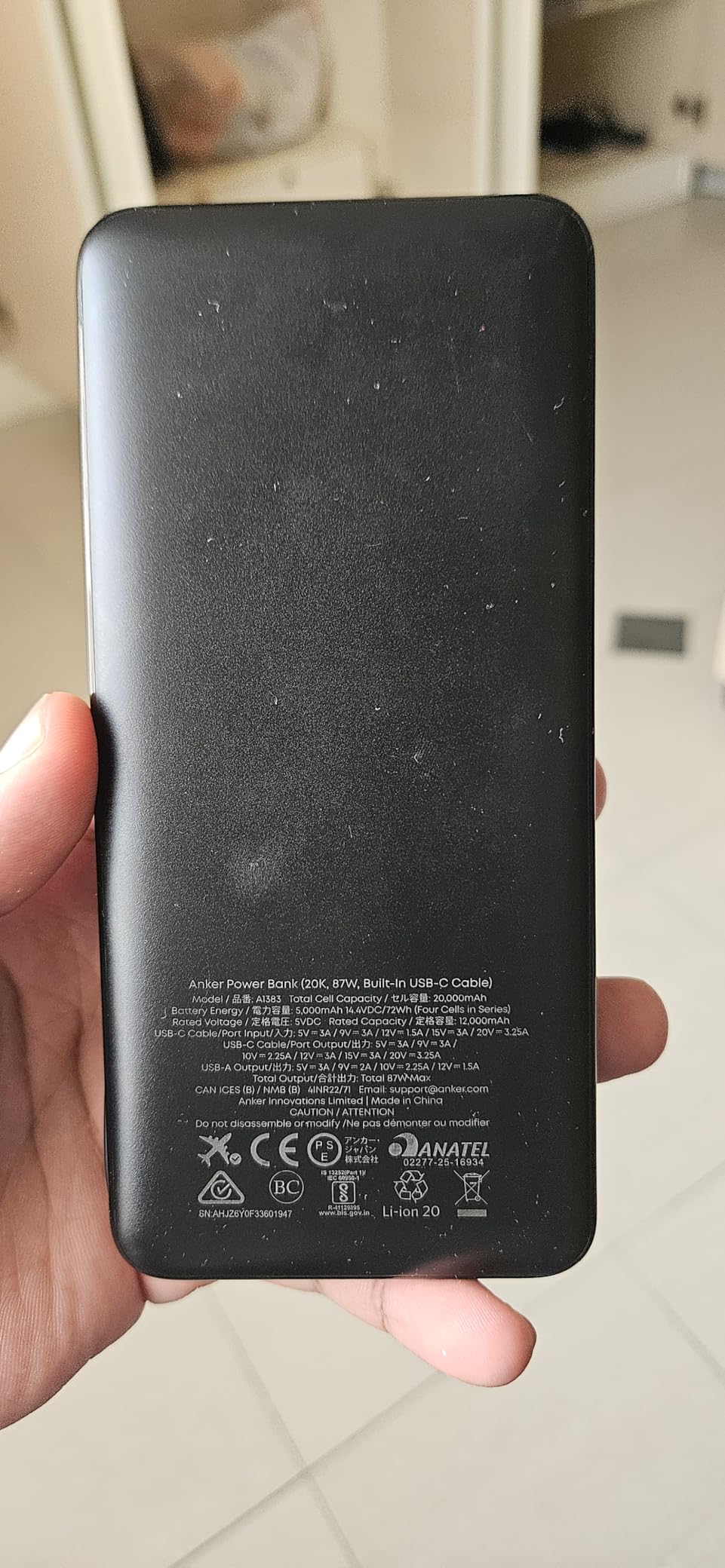 Anker Power Bank, 20,000mAh Travel Essential Portable Charger with Built-in USB-C Cable, 3-Port 87W Max Fast Charging Battery Pack, for MacBook, iPhone 16/15 Series, Samsung, Switch, and More customer photo 2