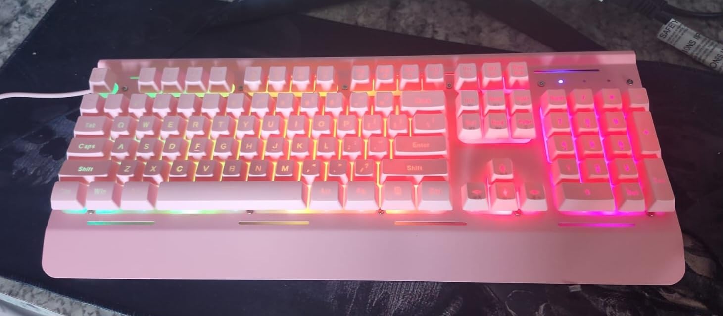 TECKNET Gaming Keyboard, USB Wired Computer Keyboard, 15-Zone RGB Illumination, IP32 Water Resistance, 25 Anti-ghosting Keys, All-Metal Panel (Whisper Quiet Gaming Switch) customer photo 1