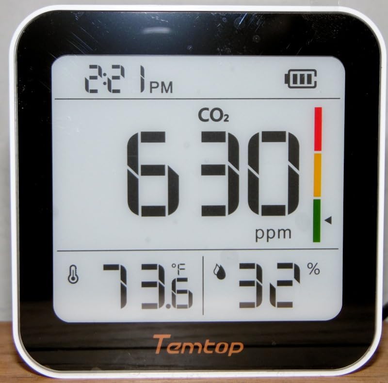 Temtop M10+ Indoor Air Quality Monitor & CO2 Meter for Home, 6-in-1 PM2.5 & VOC Detector, E-Ink Display, Battery Powered 60-Day Quiet Bedroom Air Pollution Monitor, App Temperature & Humidity Sensor - Customer Photo 1