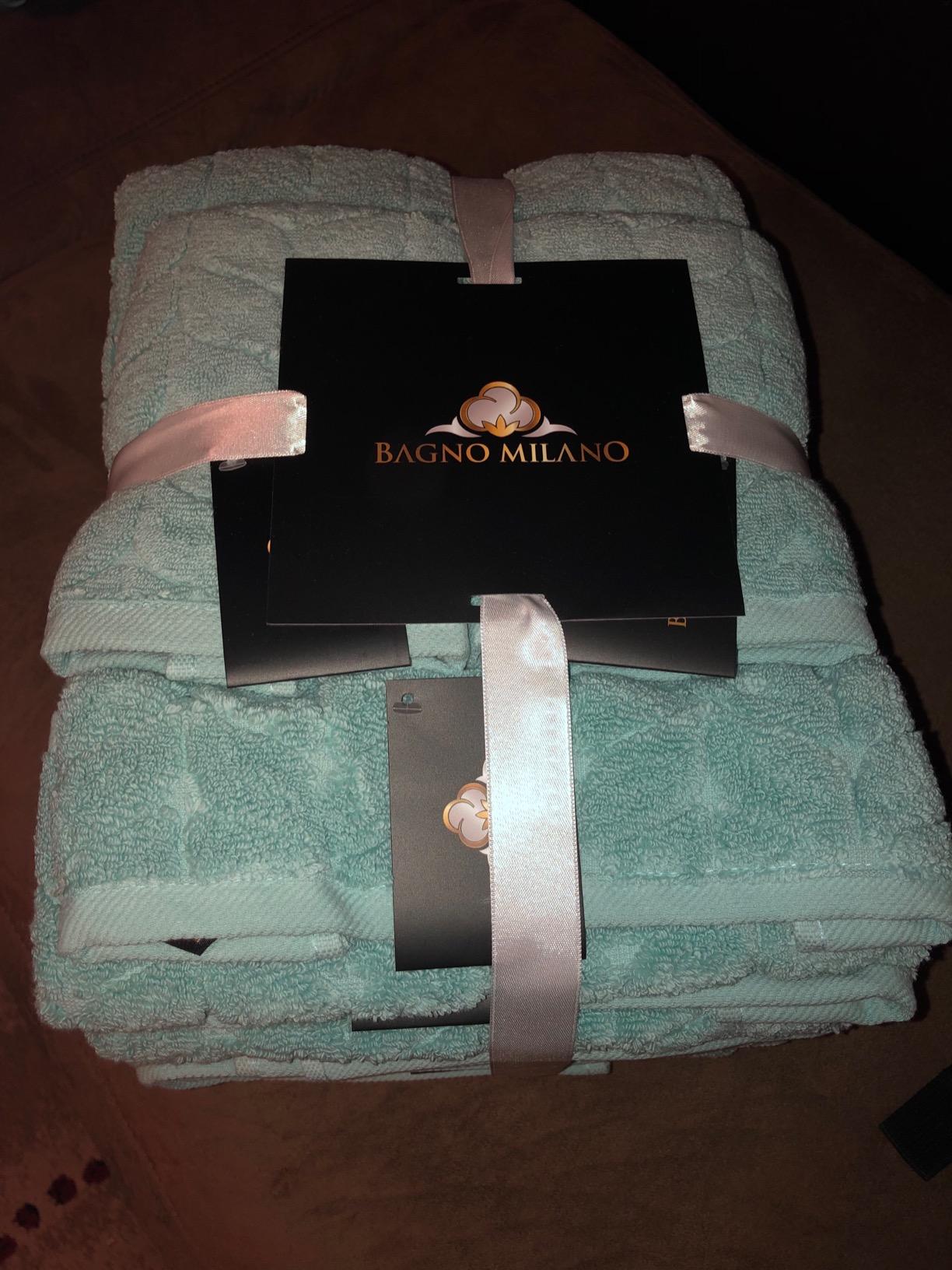 BAGNO MILANO Turkish Cotton Ultra-Soft Plush Absorbent Quick Dry Bathroom Towel Set, Made in Turkey (White, 6 pcs Towel Set) - Customer Photo 2