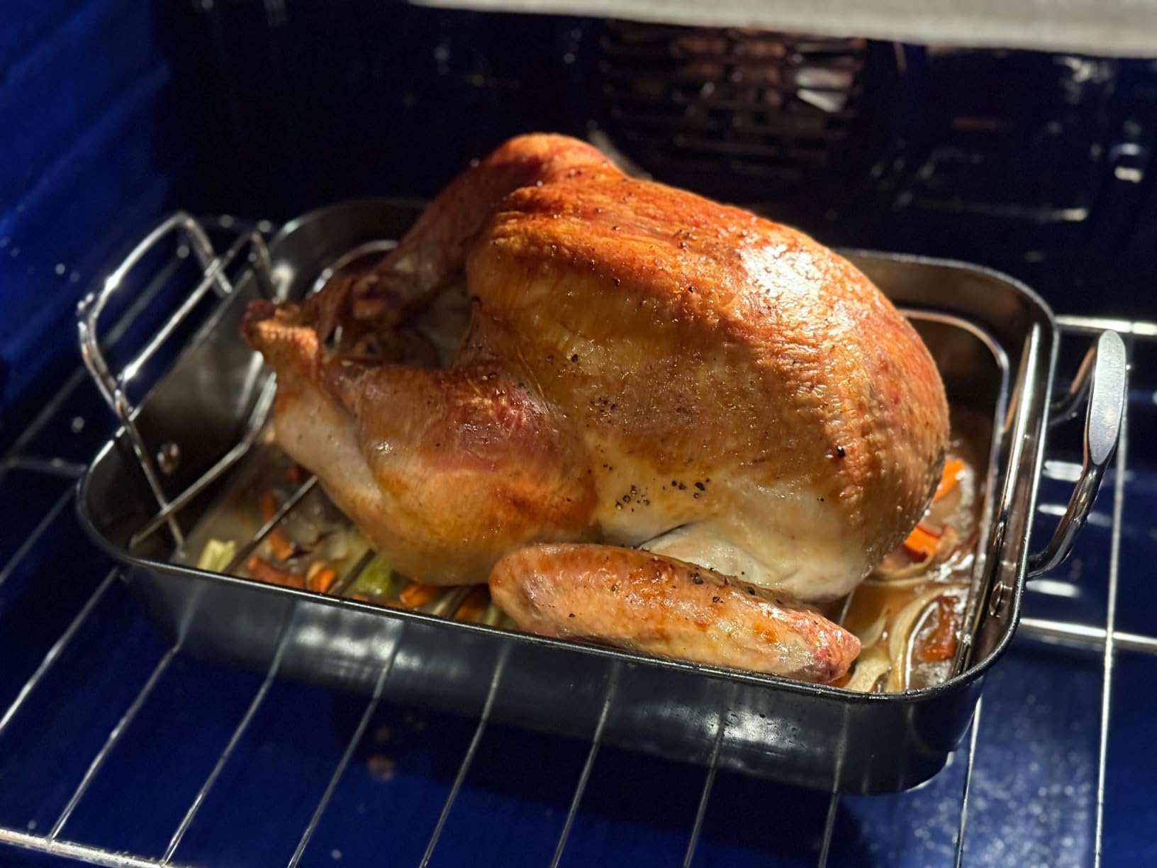 MICHELANGELO Carbon Steel Roasting Pan with Rack, Turkey Roasting Pan 15 Inch x 11 Inch, Nonstick Turkey Roaster Pan with Stainless Steel Rack, Induction Compatible - Customer Photo 1