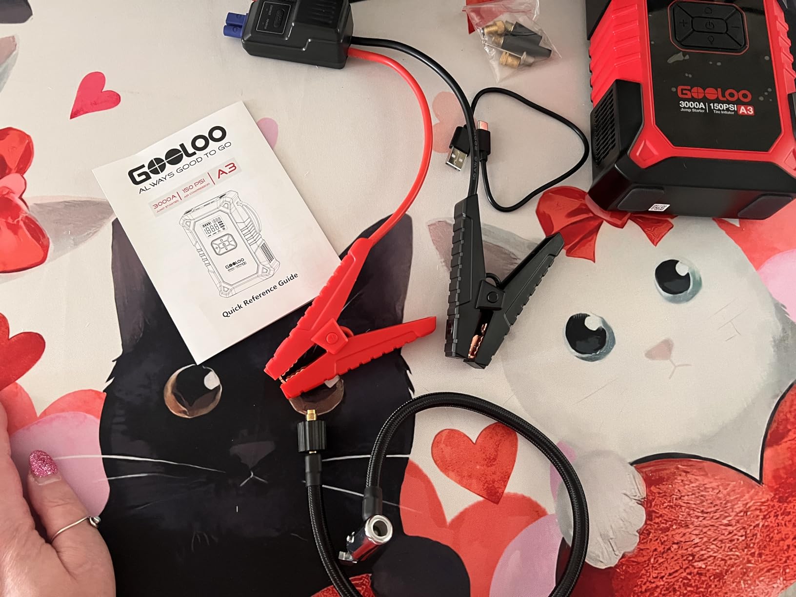 GOOLOO A3 Jump Starter with Air Compressor, 3000A Portable Car Battery Booster (9.0 Gas/6.5L Diesel) with 150PSI Auto-Shutoff Tire Inflator, 12V Supersafe Lithium Jump Box Car Battery Jumper Starter customer photo 2