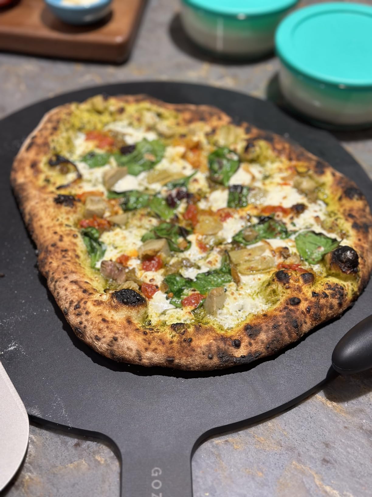 Gozney Pizza Cutter with a High Carbon Stainless Steel Blade that is Corrossion Resistant, Blade Lock, 2x Sharpened Edge and Solid Wood Handle - Customer Photo 1