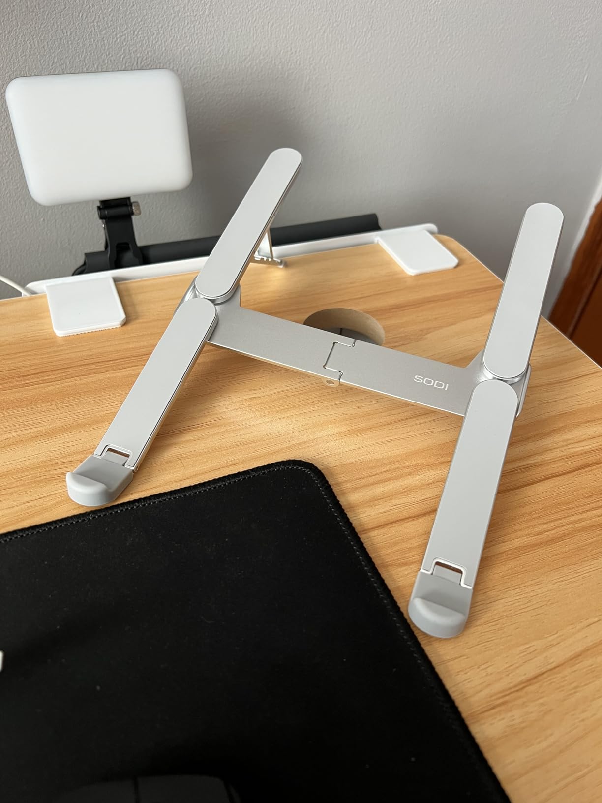 SODI [Ultra Compact] Foldable & Portable Laptop Stand for Desk, Lightweight Tablet Stand for Business Travel, Library, Cafe, 6 Level Height Ergonomic Aluminum Computer Holder for 10-16