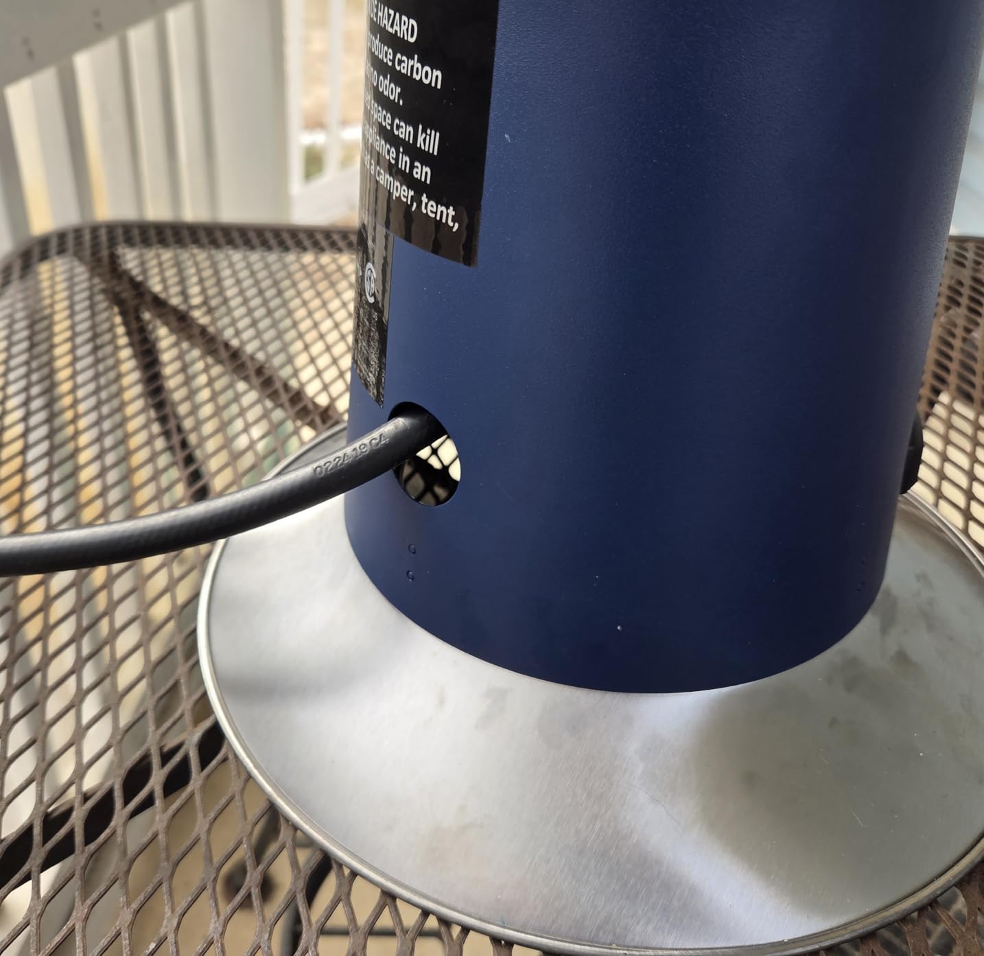 Cuisinart Portable Tabletop Patio Heater, 11,000 BTU Outdoor Propane Heater with Safety Tilt Switch and Adjustable Heat, Burner Screen Guard, 30 sq. Foot Heat Range, Navy - Customer Photo 1