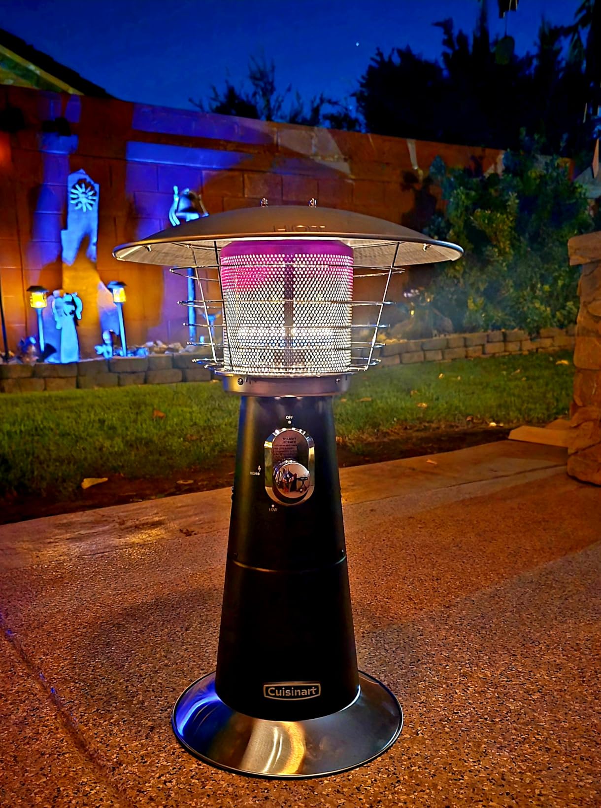 Cuisinart Portable Tabletop Patio Heater, 11,000 BTU Outdoor Propane Heater with Safety Tilt Switch and Adjustable Heat, Burner Screen Guard, 30 sq. Foot Heat Range, Navy - Customer Photo 2