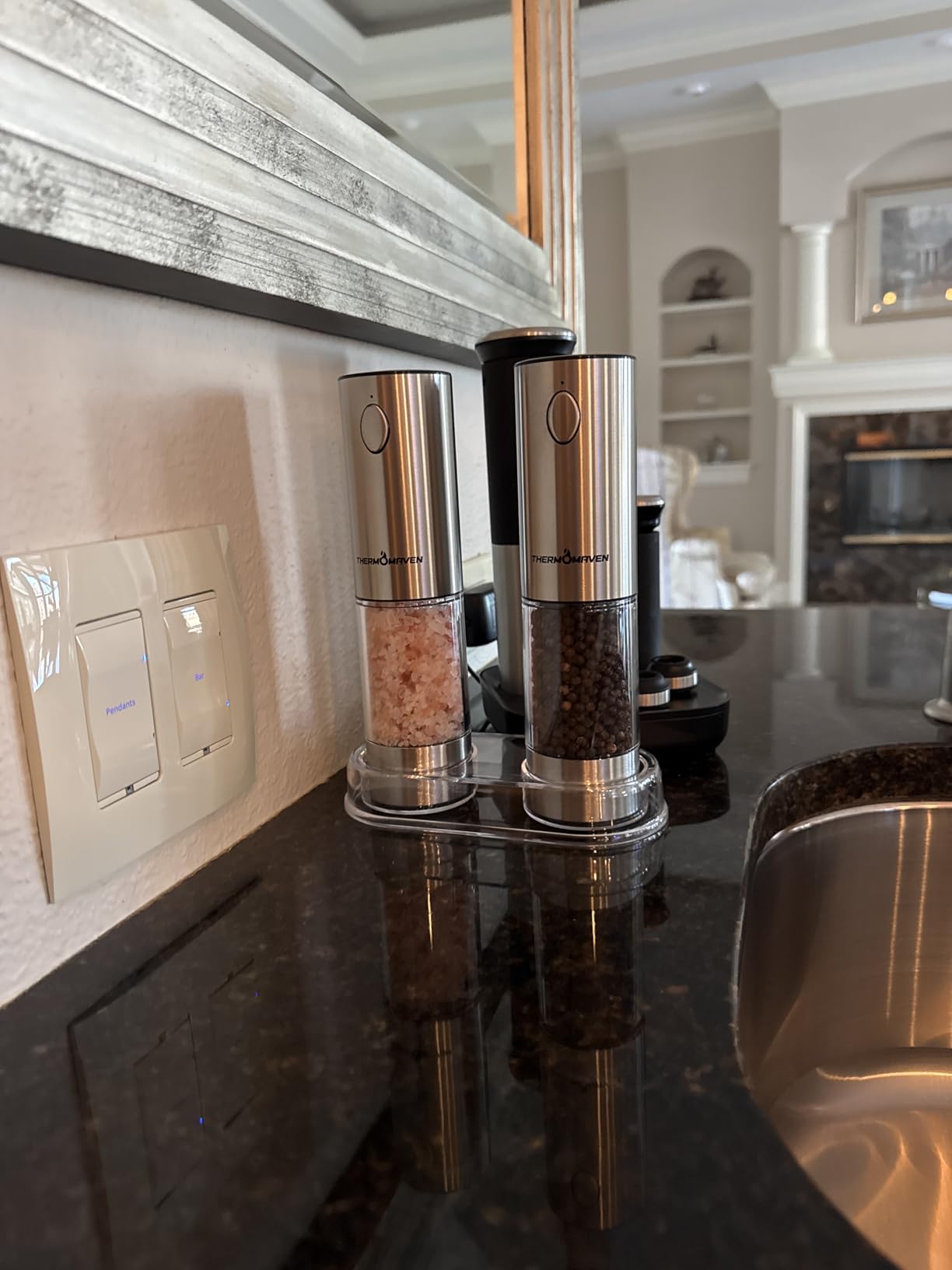 ThermoMaven Upgraded Larger Capacity Electric Salt and Pepper Grinder Set, 110ml Rechargeable Salt and Pepper Shaker with LED light, Stainless Steel Automatic Pepper Mill with 6 Adjustable Coarseness - Customer Photo 2