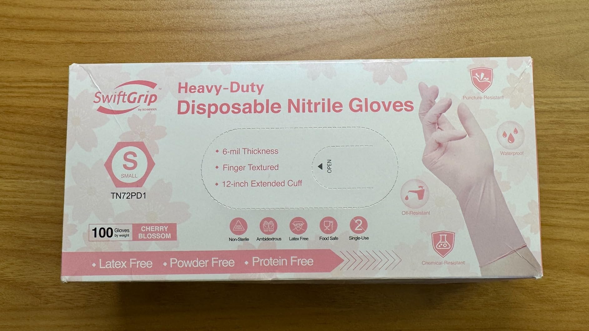 Disposable Nitrile Dishwashing Gloves, Extended 12 Inches Cuff, 6-mil, Cherry Blossom Cleaning Gloves, Latex-Free - Customer Photo 2