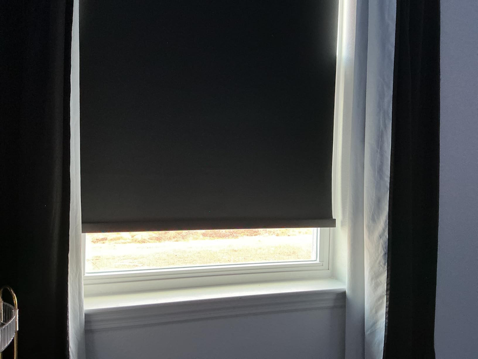 Cordless Blackout Roller Shades Blinds for Windows Free-Stop,Pull Down Room Darkening with Valance,Thermal Insulated Woven Fabric Window Door Blinds for Home,Office,Black 20