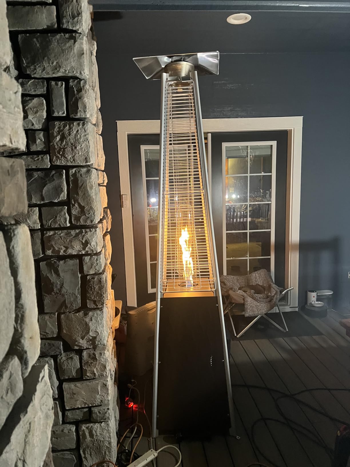 EAST OAK 48,000 BTU Pyramid Patio Heater, Quartz Glass Tube Propane Outdoor Heater with Wheels, Triple Safety Protection, 2025 Upgrade for Home, Backyard & Commercial Spaces, Stainless Steel - Customer Photo 2
