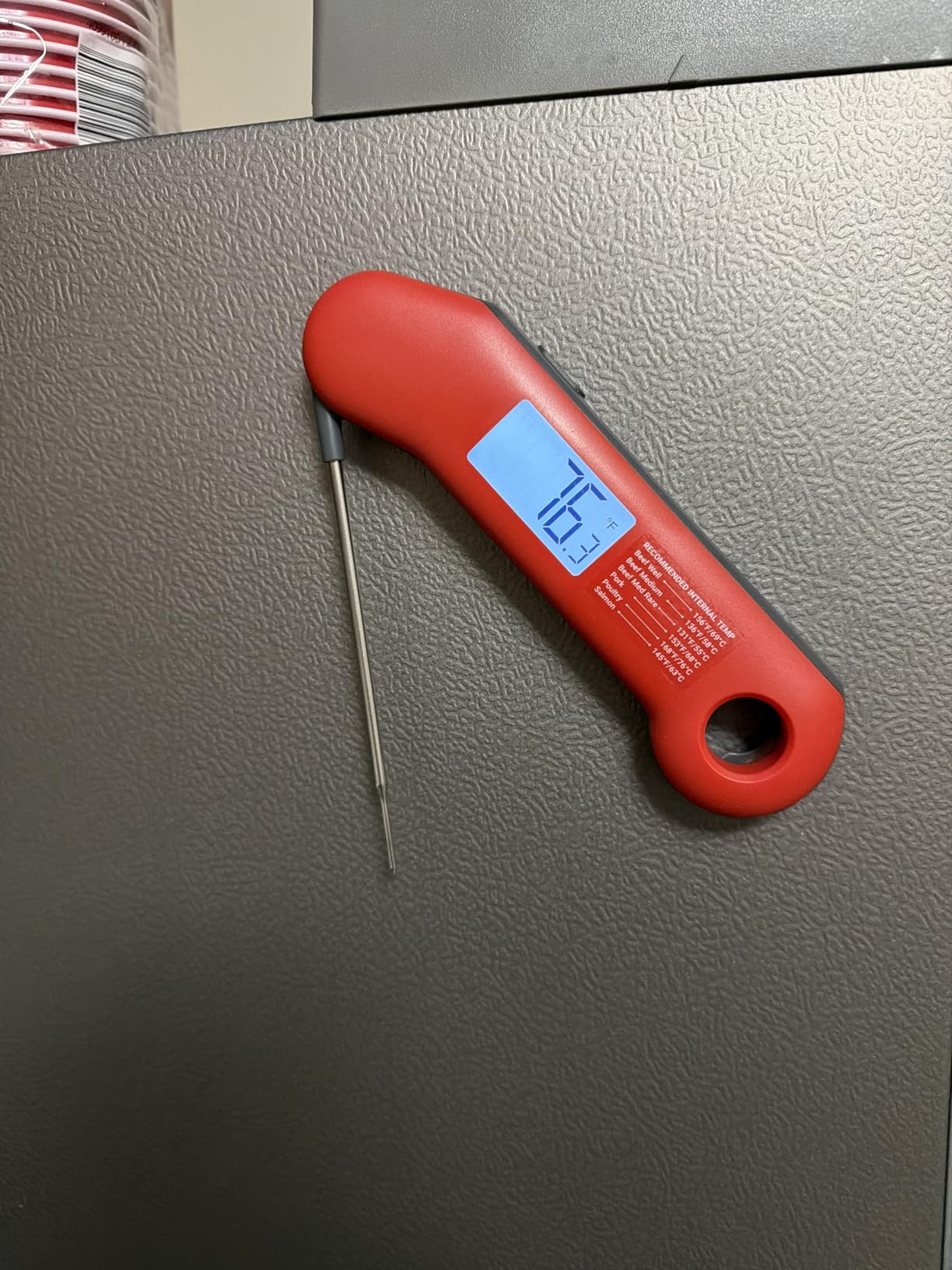 Professional Meat Thermometer Digital, Ultra-Fast 0.5 Sec Instant Read, NIST Certified ±0.5°F Accuracy, IP67 Waterproof, Auto-Rotating Backlit Display customer photo 2