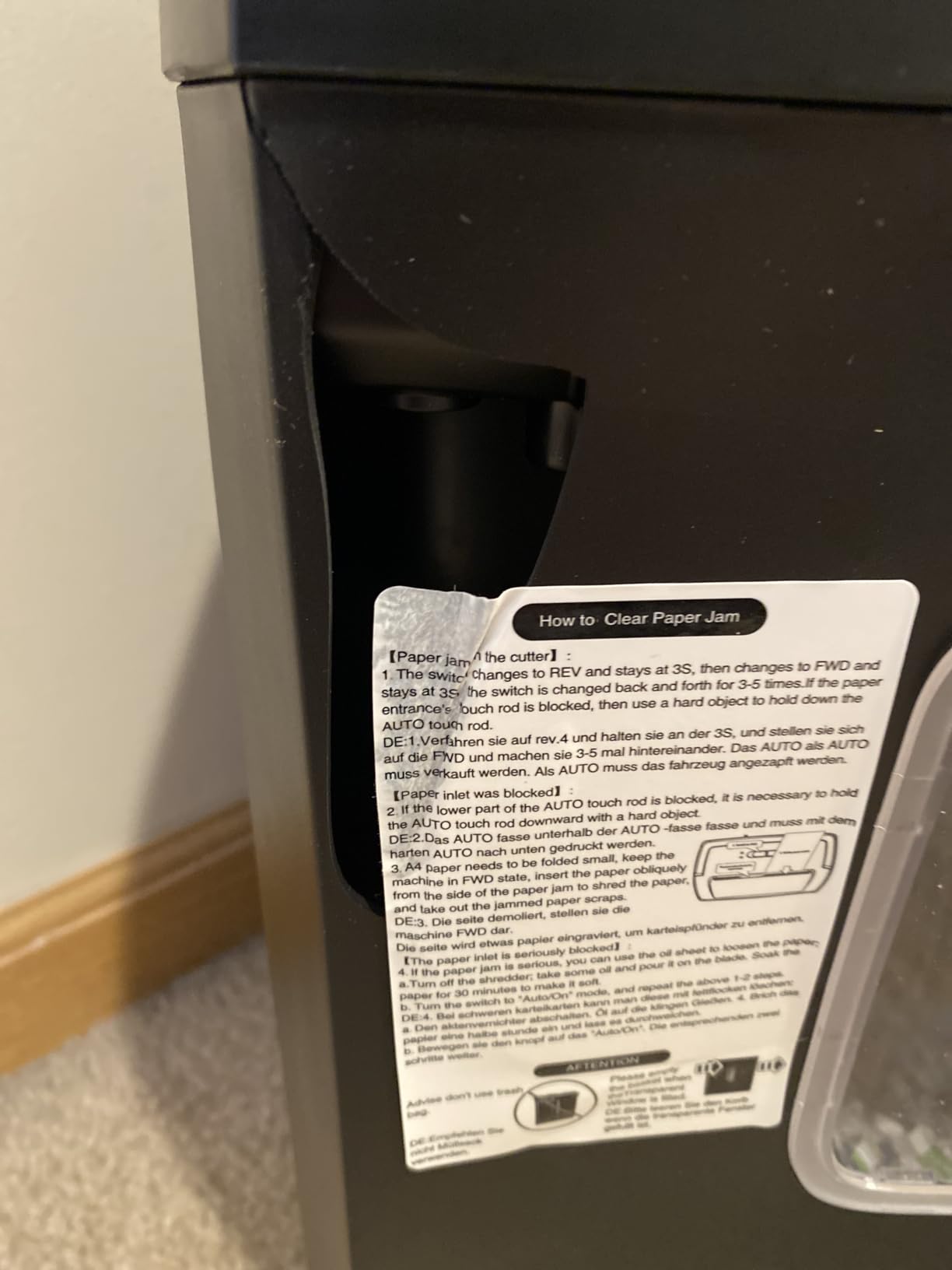 Bonsaii Paper Shredder for Home Use, 3.4 Gal Wastebasket, 6 Sheet Crosscut Paper Credit Cards, Staples, and Clips Shredder for Home Office Use, Portable Handle Design (C237-B New Version) Customer Review Bonsaii Paper Shredder for Home Use, 3.4 Gal Wastebasket, 6 Sheet Crosscut Paper Credit Cards, Staples, and Clips Shredder for Home Office Use, Portable Handle Design (C237-B New Version) - Customer Photo 3