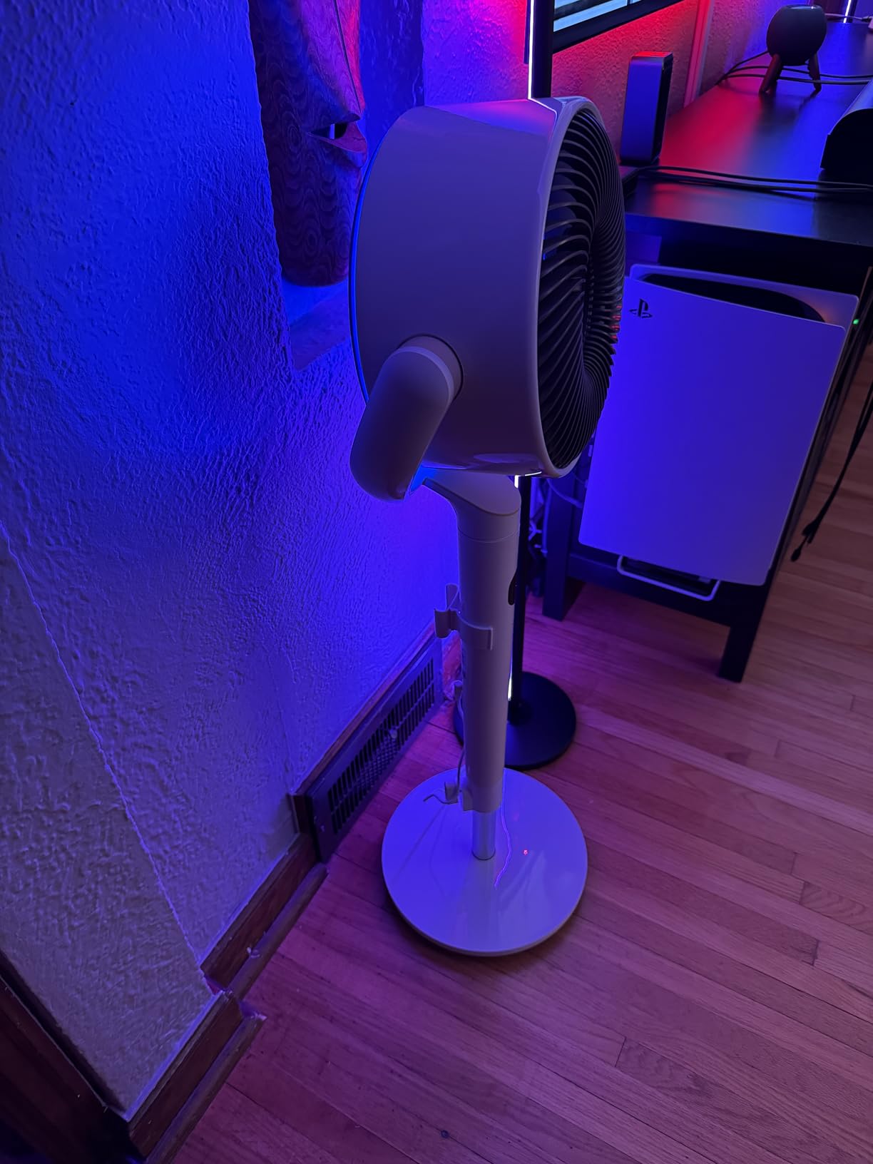 Dreo Smart Fan for Bedroom, 120° +120° Omni-Directional Oscillating Fans, 100ft Quiet Pedestal Fan with RGB Light, 9 Speeds, 6 Modes, 20dB, 8H Timer, Wi-Fi/Voice/Alexa, 37-42