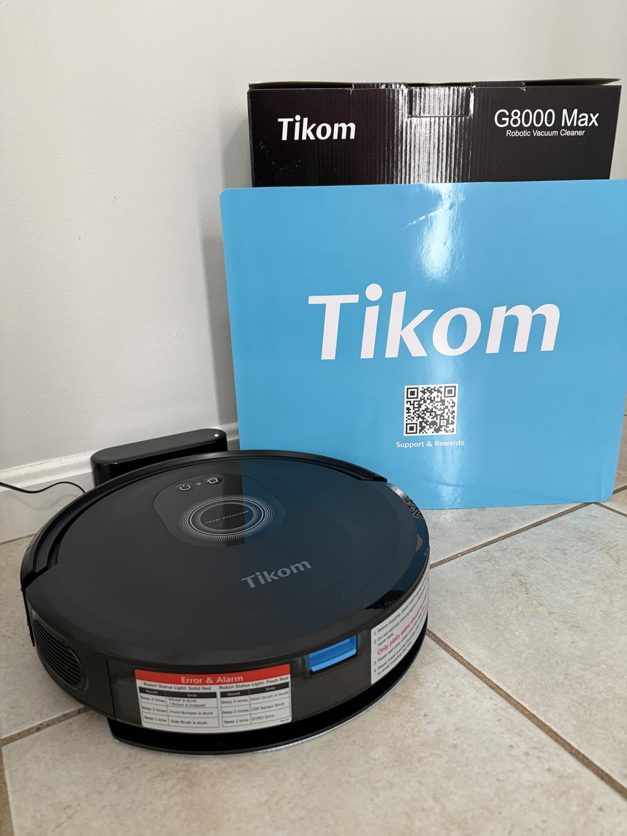 Tikom Robot Vacuum and Mop Combo, 5000Pa Robotic Vacuum Cleaner, 150 Min Max, App & Remote Control, Ideal for Hard Floor, Carpet, Pet Hair, Self-Charge (G8000 Max) customer photo 1