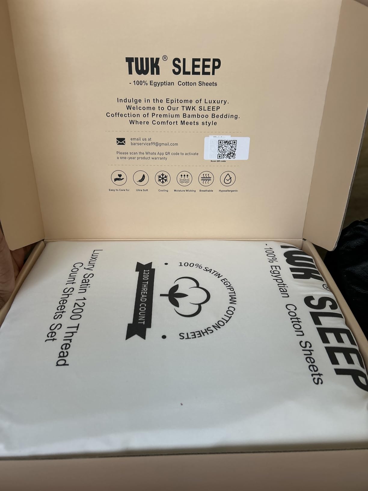 TWK 1200 TC 100% Egyptian Long-Staple Cotton Bedding Sheets Set, Luxury Hotel Style Deep Pocket with Elastic Reinforced Seams Sheet Set, Soft & Comfy Natural Sheets (White, King) Customer Review TWK 1200 TC 100% Egyptian Long-Staple Cotton Bedding Sheets Set, Luxury Hotel Style Deep Pocket with Elastic Reinforced Seams Sheet Set, Soft & Comfy Natural Sheets (White, King) - Customer Photo 2