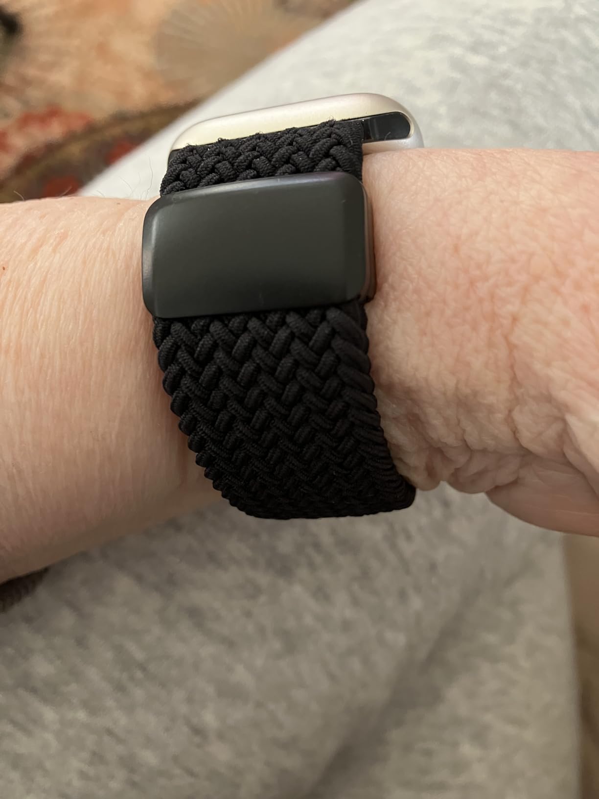 HEARTBOOM Braided Stretchy Band Compatible with Apple Watch Bands, Soft Nylon Solo Loop Magnetic Sport Strap - Customer Photo 1