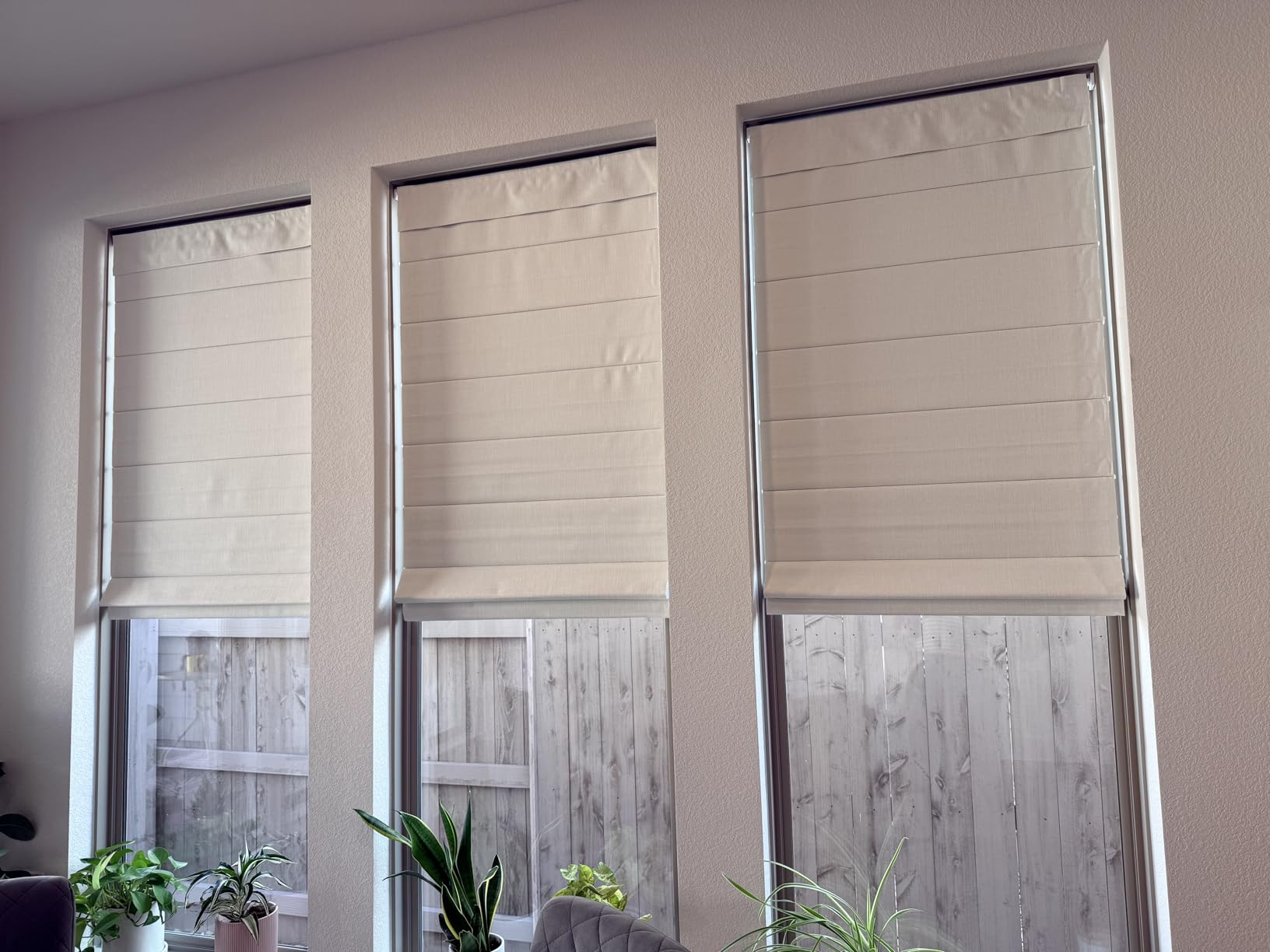 LazBlinds No Tools No Drill Cordless Roman Shades for Windows, Blackout Thermal Insulated UV Blocking Window Blinds, Lightweight Fabric Blinds for Indoor Windows, 25