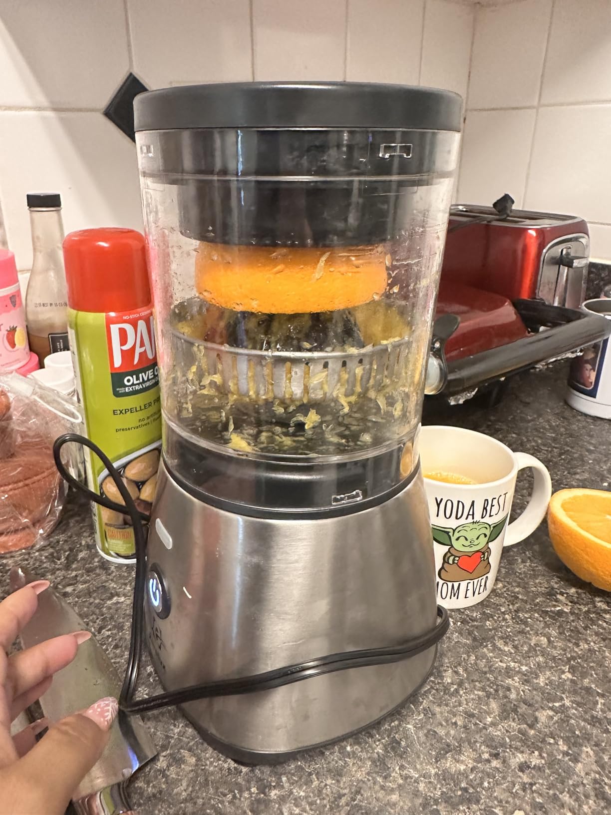 Eurolux Electric Citrus Juicer Stainless Steel | Premium Hands-Free One-Touch Orange Juice Squeezer for Oranges, Lemons, and Limes | Quiet Operation, Easy to Clean, Countertop Small Kitchen Appliance Customer Review Eurolux Electric Citrus Juicer Stainless Steel | Premium Hands-Free One-Touch Orange Juice Squeezer for Oranges, Lemons, and Limes | Quiet Operation, Easy to Clean, Countertop Small Kitchen Appliance - Customer Photo 2